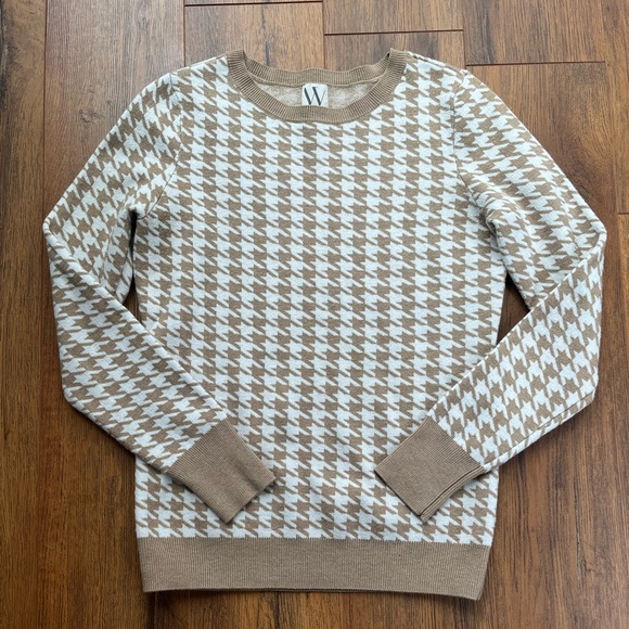 Worthington Sweaters - Worthington Houndstooth Sweater - Brown and White